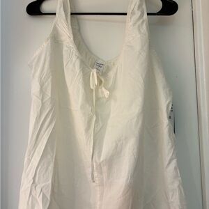Melrose & Market White Sleeveless Top with Tie Front 100% Cotton XL